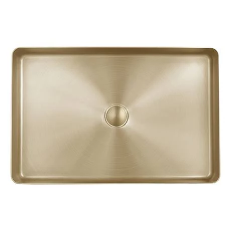 JTP Vos Brushed Brass Rectangular Stainless Steel Counter Top Basin + Waste 2 JTP Vos Brushed Brass Rectangular Stainless Steel Counter Top Basin + Waste - Image 2