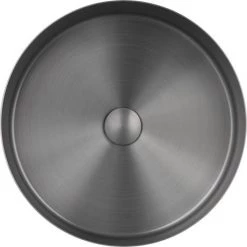 JTP Vos Brushed Black Round Stainless Steel Counter Top Basin + Waste -Kitchen Sinks Shop 27CTR400BBL D2 460
