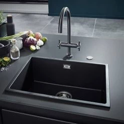 Grohe K700 1.0 Bowl Undermount Composite Quartz Kitchen Sink - Black - 31653AP0 7 Grohe K700 1.0 Bowl Undermount Composite Quartz Kitchen Sink - Black - 31653AP0 -Kitchen Sinks Shop 31653AP0 D3 460