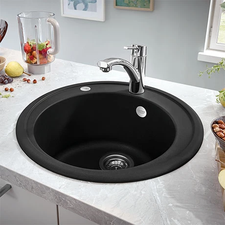 Grohe K200 1.0 Bowl Round Composite Quartz Kitchen Sink - Black - 31656AP0 1 Grohe K200 1.0 Bowl Round Composite Quartz Kitchen Sink - Black - 31656AP0