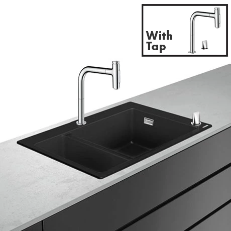 Hansgrohe C51-F635-09 1.5 Bowl Kitchen Sink & Tap Bundle - 43220000 1 Hansgrohe C51-F635-09 1.5 Bowl Kitchen Sink & Tap Bundle - 43220000