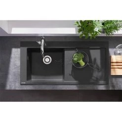Hansgrohe S5110-F450 1.0 Bowl Built-in Kitchen Sink with Drainer - Graphite Black - 43330170 8 Hansgrohe S5110-F450 1.0 Bowl Built-in Kitchen Sink with Drainer - Graphite Black - 43330170 -Kitchen Sinks Shop 43330170 D2 460