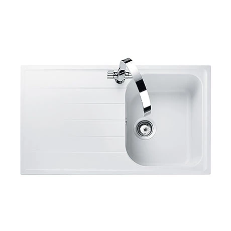 Rangemaster Amethyst 860 x 500mm Igneous Crystal White 1.0 Bowl Inset Sink - AME860CW 1 Rangemaster Amethyst 860 x 500mm Igneous Crystal White 1.0 Bowl Inset Sink - AME860CW
