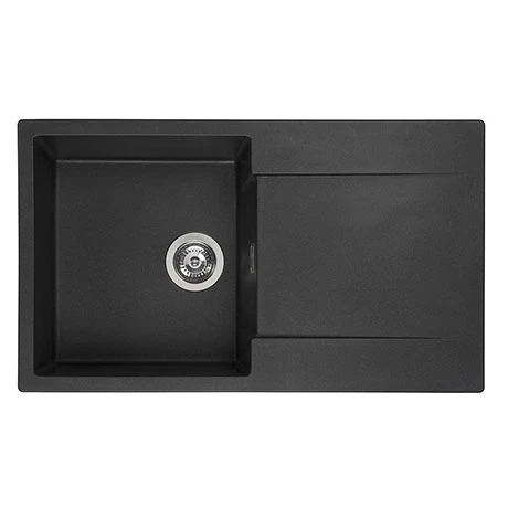 Reginox Amsterdam 10 1.0 Bowl Granite Kitchen Sink - Black Silvery 1 Reginox Amsterdam 10 1.0 Bowl Granite Kitchen Sink - Black Silvery