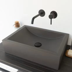 Arezzo Stone Dark Grey Concrete Rectangular Counter Top Basin (495 x 350mm)