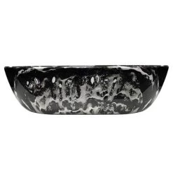 Arezzo 455 x 325mm Curved Rectangular Counter Top Basin - Gloss Black Marble Effect -Kitchen Sinks Shop AZ1004 detail3 460