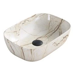 Arezzo 455 x 325mm Curved Rectangular Counter Top Basin - Gloss Marble Effect
