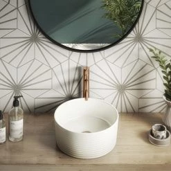 Arezzo Ribbed Round Counter Top Basin - 358mm Diameter