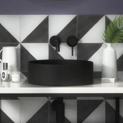 Arezzo 352mm Matt Black Round Counter Top Basin -Kitchen Sinks Shop AZ110AMB d4 460