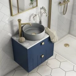 Arezzo 352mm Matt Grey Round Counter Top Basin 8 Arezzo 352mm Matt Grey Round Counter Top Basin -Kitchen Sinks Shop AZ110AMH d3 460