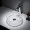 Arezzo Clear Diamond Cut Glass Round Countertop Basin - 360mm Diameter