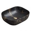 Arezzo 505 x 404mm Rectangular Counter Top Basin - Matt Black & Gold Marble Effect