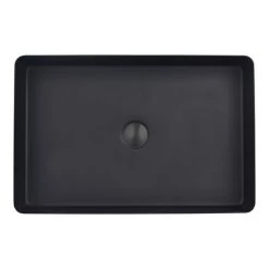 Arezzo Matt Black 340 x 520mm Rectangular Stainless Steel Counter Top Basin + Waste