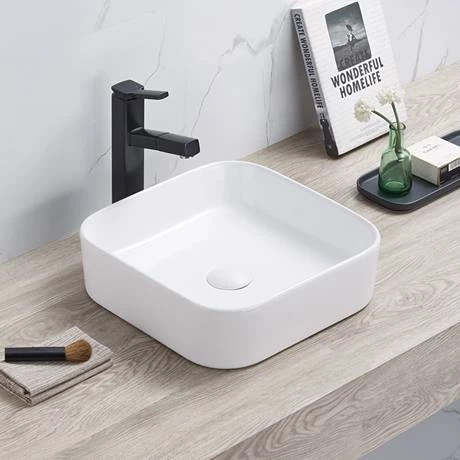 Arezzo 370 x 370mm Curved Square Counter Top Basin - Gloss White 2 Arezzo 370 x 370mm Curved Square Counter Top Basin - Gloss White - Image 2