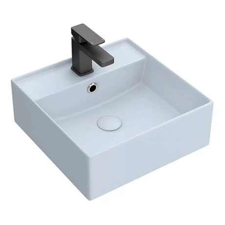 Arezzo 405mm Matt Blue Square Wall Mounted / Counter Top Basin 2 Arezzo 405mm Matt Blue Square Wall Mounted / Counter Top Basin - Image 2