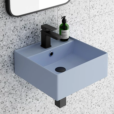Arezzo 405mm Matt Blue Square Wall Mounted / Counter Top Basin 1 Arezzo 405mm Matt Blue Square Wall Mounted / Counter Top Basin