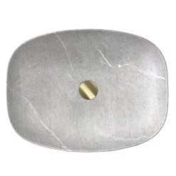 Arezzo 505 x 385mm Curved Rectangular Counter Top Basin - Light Grey Marble Effect -Kitchen Sinks Shop AZ505LGM d3 460