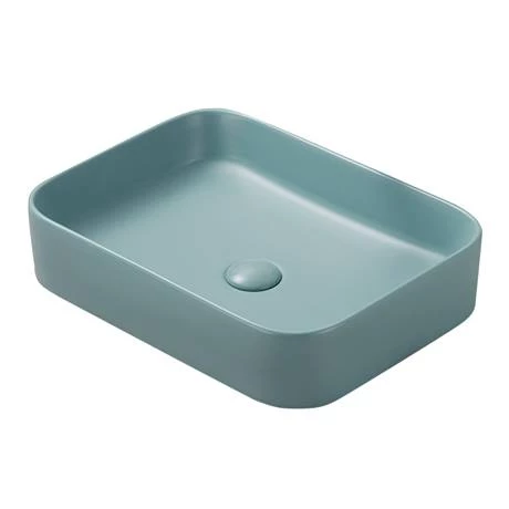 Arezzo 500 x 370mm Curved Rectangular Counter Top Basin - Matt Green 2 Arezzo 500 x 370mm Curved Rectangular Counter Top Basin - Matt Green - Image 2