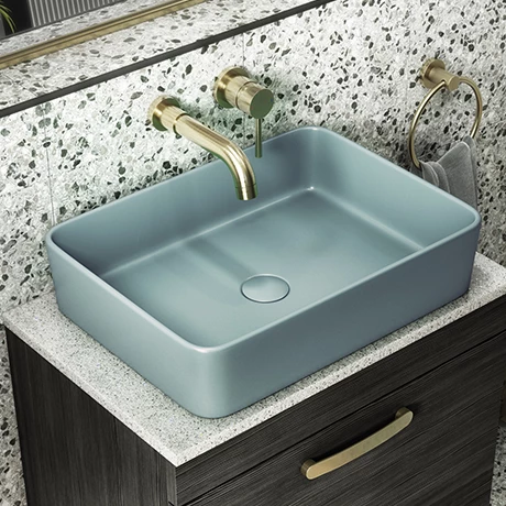 Arezzo 500 x 370mm Curved Rectangular Counter Top Basin - Matt Green 1 Arezzo 500 x 370mm Curved Rectangular Counter Top Basin - Matt Green