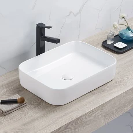 Arezzo 500 x 370mm Curved Rectangular Counter Top Basin - Gloss White 2 Arezzo 500 x 370mm Curved Rectangular Counter Top Basin - Gloss White - Image 2