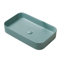 Arezzo 600 x 370mm Curved Rectangular Counter Top Basin - Matt Green