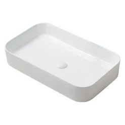 Arezzo 600 x 370mm Curved Rectangular Counter Top Basin - Gloss White