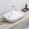 Arezzo 600 x 405mm Gloss White Curved Rectangular Countertop Basin with Tap Island