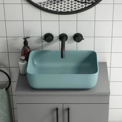 Arezzo 455 x 325mm Matt Green Curved Rectangular Counter Top Basin