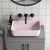 Arezzo 455 x 325mm Matt Pink Curved Rectangular Counter Top Basin