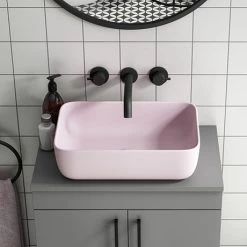 Arezzo 455 x 325mm Matt Pink Curved Rectangular Counter Top Basin