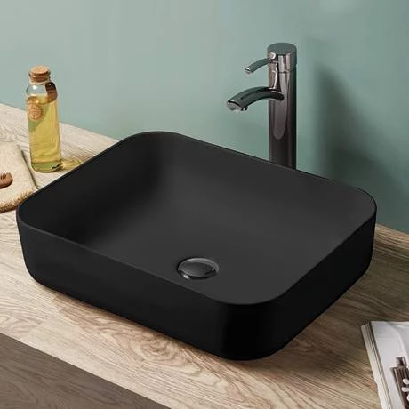 Arezzo Matt Black Coloured Curved Rectangular Counter Top Basin (500 x 390mm) 2 Arezzo Matt Black Coloured Curved Rectangular Counter Top Basin (500 x 390mm) - Image 2