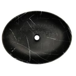 Arezzo 520 x 395mm Curved Oval Counter Top Basin - Matt Black Marble Effect -Kitchen Sinks Shop AZ78166 n d3 460