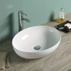 Arezzo Gloss White Curved Oval Counter Top Basin 0TH (520 x 395mm)