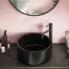 Arezzo Round 405mm Black Marble Effect Ceramic Counter Top Basin