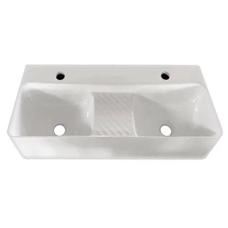 Arezzo Double Bowl Wall Mounted Basin - 810mm Wide - 1 Tap Hole per Bowl 2 Arezzo Double Bowl Wall Mounted Basin - 810mm Wide - 1 Tap Hole per Bowl - Image 2