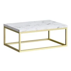 Arezzo 700 White Marble Effect Worktop with Brushed Brass Wall Mounted Frame
