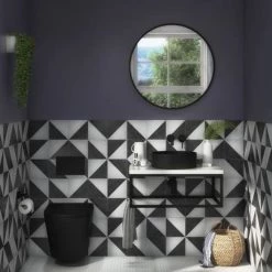 Arezzo 700 Gloss White Stone Resin Worktop with Matt Black Wall Mounted Frame -Kitchen Sinks Shop AZ7BLKFRMGW d3 460