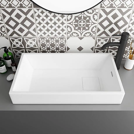 Arezzo 710 x 405mm Modern Large Rectangular Counter Top Basin with Hidden Waste Cover 1 Arezzo 710 x 405mm Modern Large Rectangular Counter Top Basin with Hidden Waste Cover