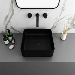 Arezzo 380 x 380mm Matt Black Square Counter Top Basin