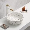 Arezzo White Terrazzo Effect Round Countertop Basin - 410mm Diameter