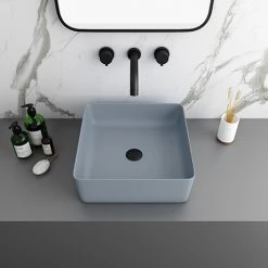Arezzo 380 x 380mm Matt Grey Square Counter Top Basin
