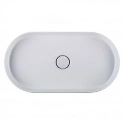 BagnoDesign Teatro Oval White 650 x 350mm Countertop Basin -Kitchen Sinks Shop BDS CIR 102 WH D2 460