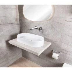 BagnoDesign Teatro Oval White 650 x 350mm Countertop Basin -Kitchen Sinks Shop BDS CIR 102 WH D4 460