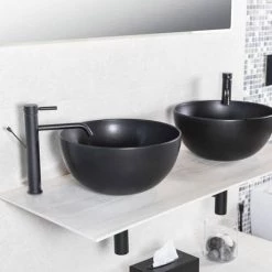 BagnoDesign Matt Black Koy 400mm Round Countertop Basin -Kitchen Sinks Shop BDS KOY 702 MB D3 460