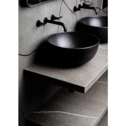 BagnoDesign Matt Black Koy 400mm Round Countertop Basin -Kitchen Sinks Shop BDS KOY 702 MB D4 460