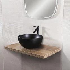 BagnoDesign Matt Black Koy 400mm Round Countertop Basin