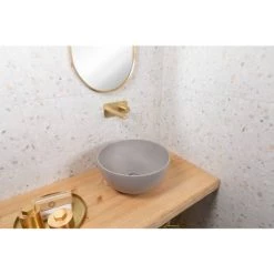BagnoDesign Matt Grey Koy 400mm Round Countertop Basin -Kitchen Sinks Shop BDS KOY 702 MGY D5 460
