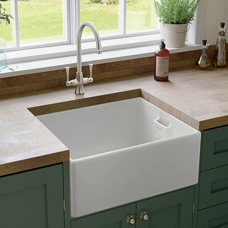 Rangemaster Grange Belfast White Ceramic Kitchen Sink incl. Basket Strainer Waste 1 Rangemaster Grange Belfast White Ceramic Kitchen Sink incl. Basket Strainer Waste