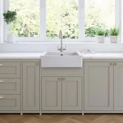 Rangemaster Hartland Belfast White Ceramic Kitchen Sink inc. Basket Strainer Waste -Kitchen Sinks Shop CHA622WH D1 460