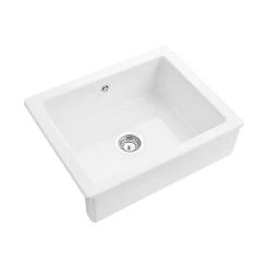 Rangemaster Hartland Belfast White Ceramic Kitchen Sink inc. Basket Strainer Waste -Kitchen Sinks Shop CHA622WH D3 460